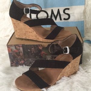 Toms Black canvas wedge...comes with Toms shoe bag